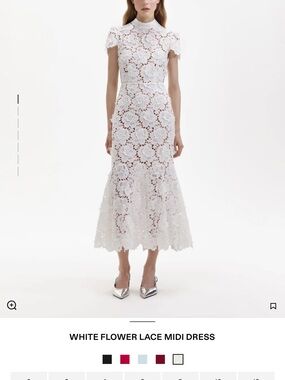 White Flower Lace Midi Dress